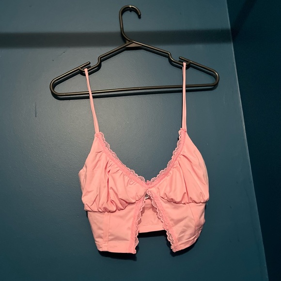 Pink Split Crop Top Size Small - Picture 2 of 2